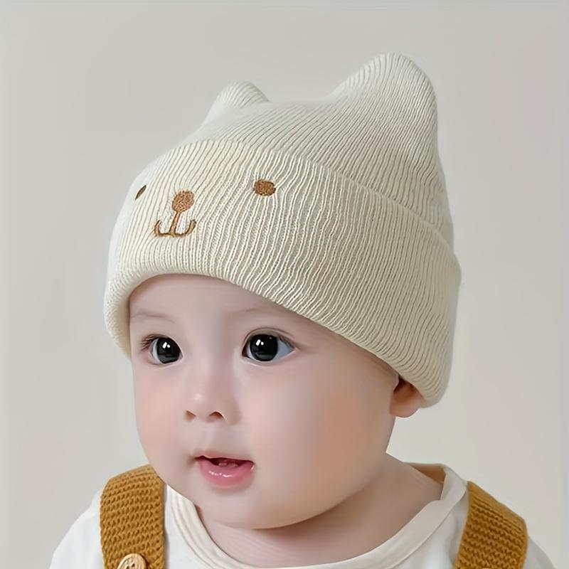 Children's Cute Knit Bear Ear Beanie Hat - Polyester, Hand Wash, Stretch Fit, Lightweight Toggle Closure, Fall/Winter Season, Daily & Casual