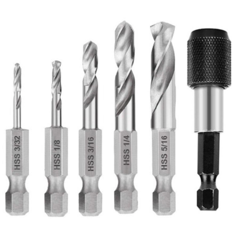 High-Speed Steel Hex Shank Short Drill Bit Set 5 Piece Precision Drilling For Metal Wood Plastic Drilling Power Tools
