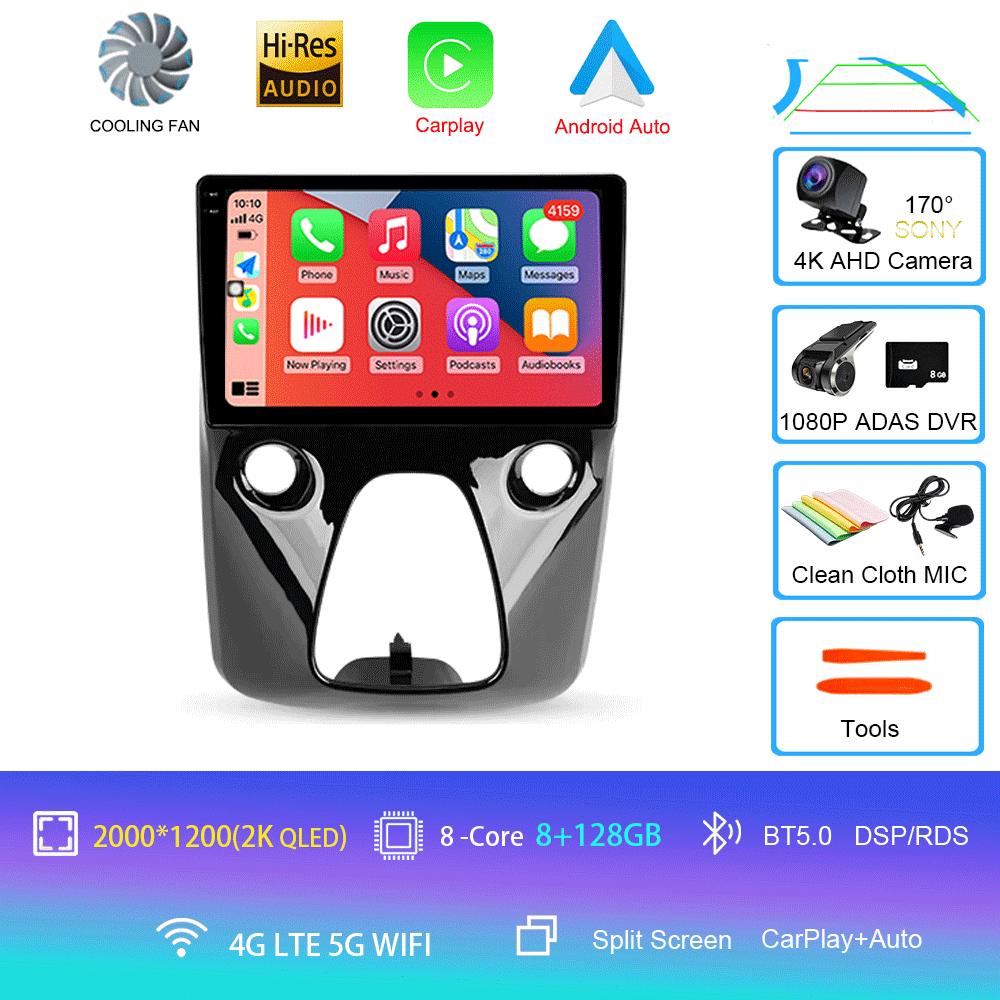 Car Radio Android 14 For Toyota Aygo Peugeot 108 Citroen C1 2016 - 2020 Auto Multimedia Player Stereo 4G WIFI Carplay 360 Camera
