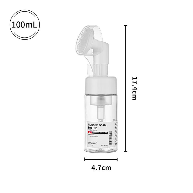 1 stk 30/60/100/150 ml Tom Skum-pumpeflaske med Silikonbørstehode Trykktype Ansiktsrenseskumflasker