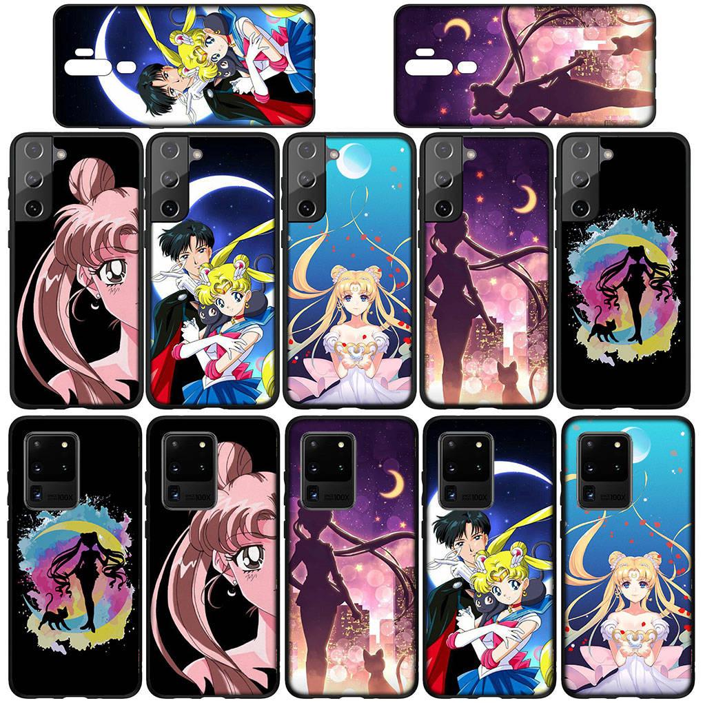 Phone Case for Samsung Galaxy S24 S23 iPhone 15 14 Xiaomi Redmi Note 13 12 11 8 10 9 Pro Max X XR OPPO A15 Huawei Cartoon Sailor Moon Girl Cover