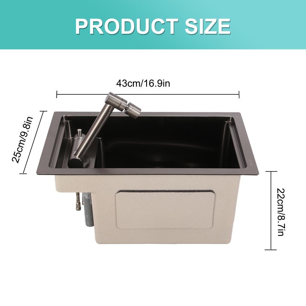 Small Kitchen Sink with Foldable Faucet Single Bowl Sink with Lid Prep Sink for Laundry Wet Bar Prep Office Outdoor Yard