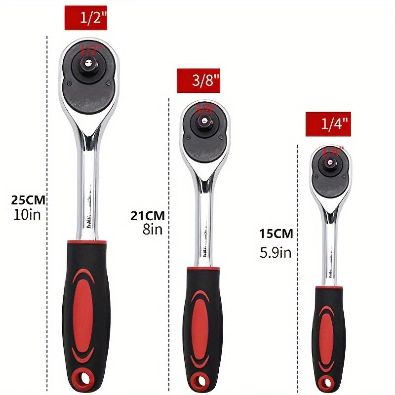 

1/4 ,3/8 та 1/2 Швидка тріскачка Швидкознімна торцева головка Хром-ванадієва сталь Інструмент, що економить зусилля 8-Inch червоний