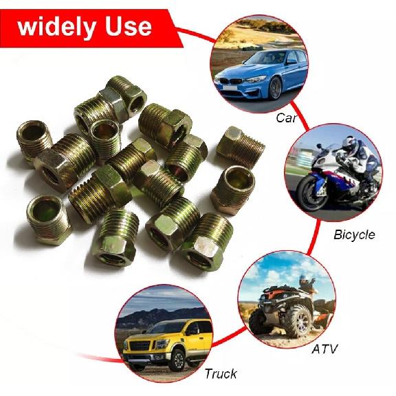 1/4" Inverted Flare Brake Line Fittings Nuts Assortment Kit Universal Rustproof