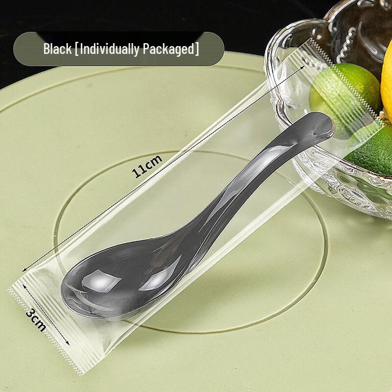 Black Disposable Individually Wrapped Spoons