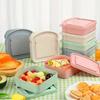 Toast Shaped Bamboo Fiber Portable Lunch Box With Lid Toast Bread Sandwich Box Kitchen Outdoor Picnic Large-capacity Bento Box