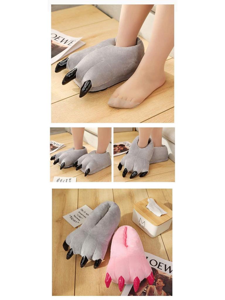 Dinosaur Claw Plush Slippers - Cozy Indoor Cotton for Couples