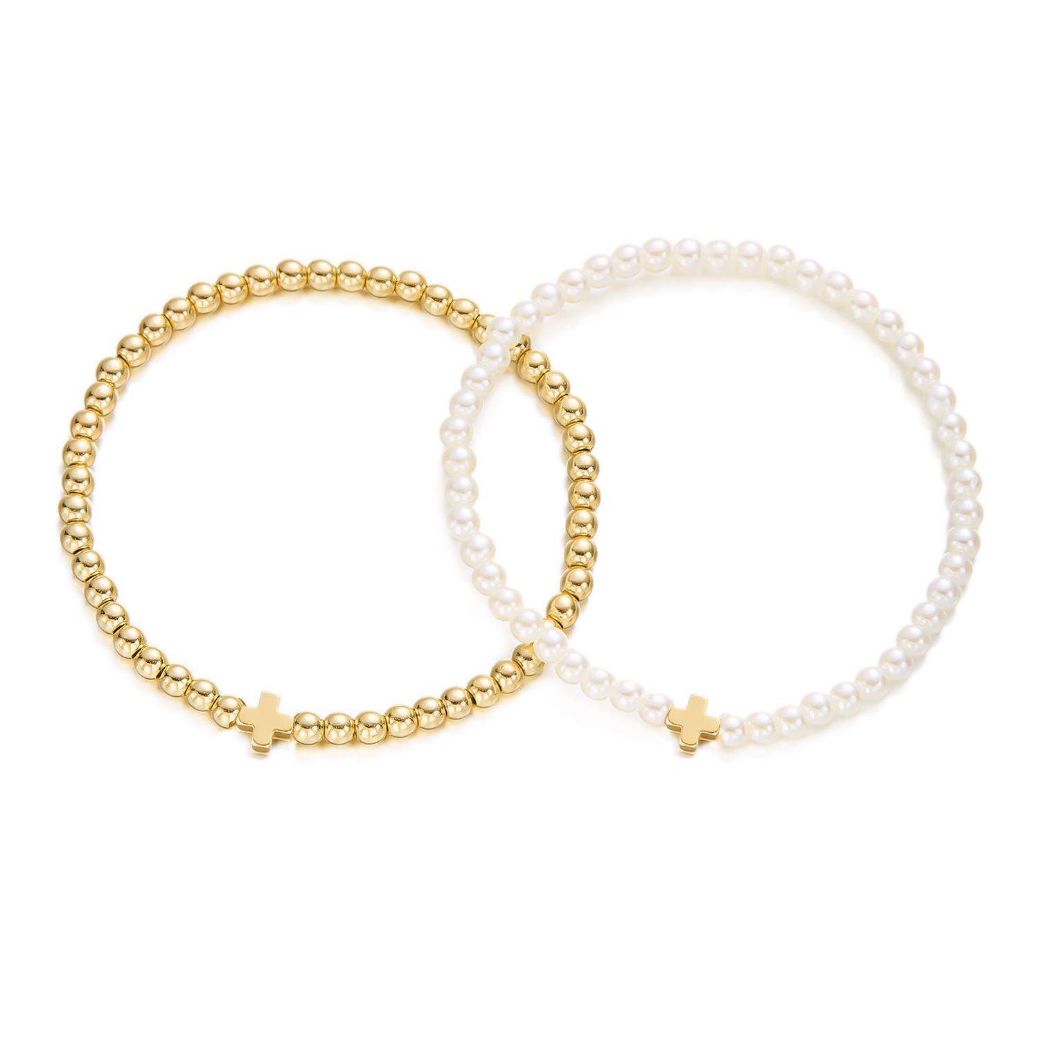 

High-end bracelet Valentine s Day double-layer imitation pearl jewelry fashion love matching couple bracelet two-piece set