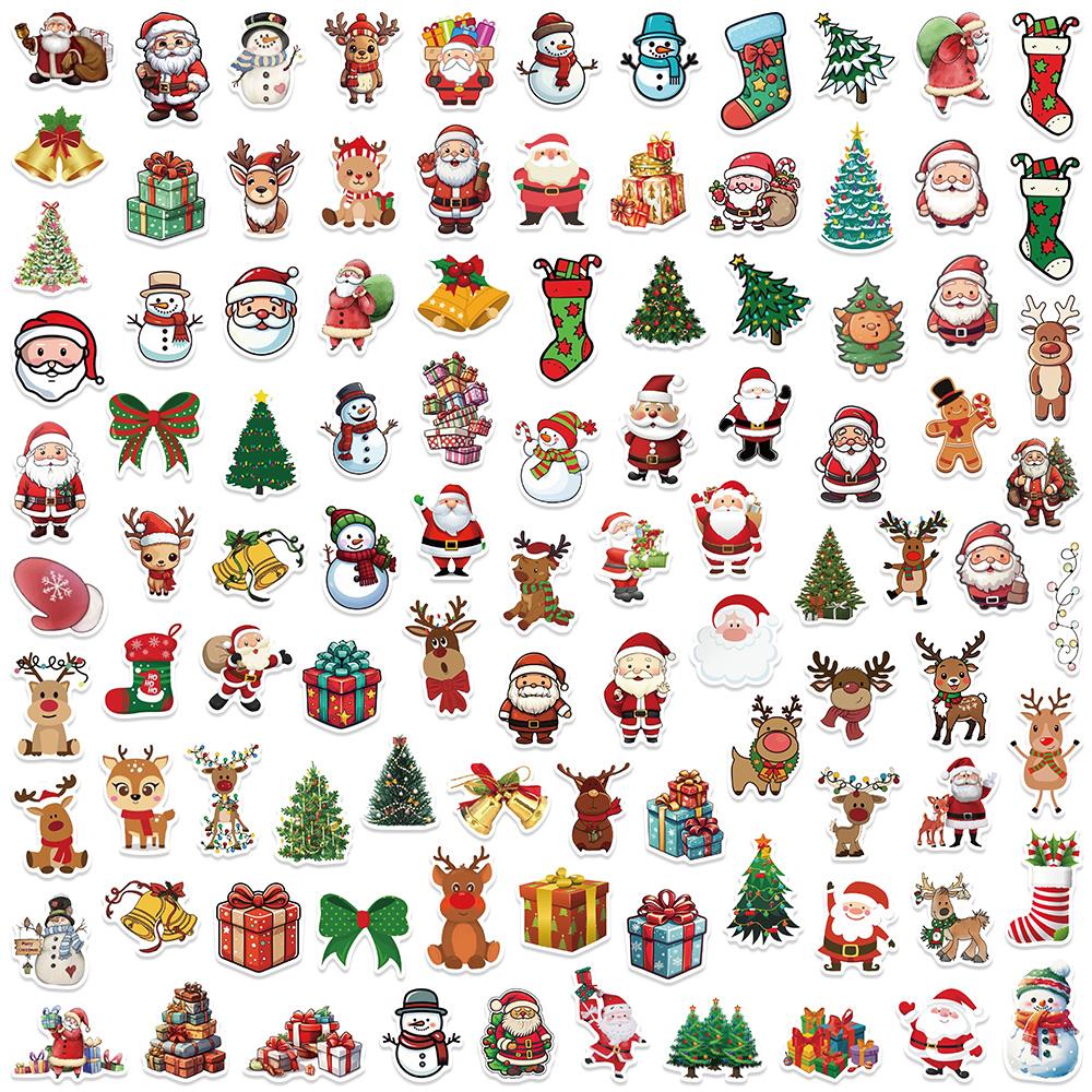 50 100200Pcs Merry Christmas Gift Stickers Decorative Sticker Diy Car Guitar Reward Self-Adhesive Children'S Gift Party Decals