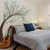 4 Sheets Green Tree Wall Decals Big Tree Wall Stickers Large DIY Peel and Stick Flying Leaves Wall Decor for Kids Bedroom Living Room Nursery Rooms