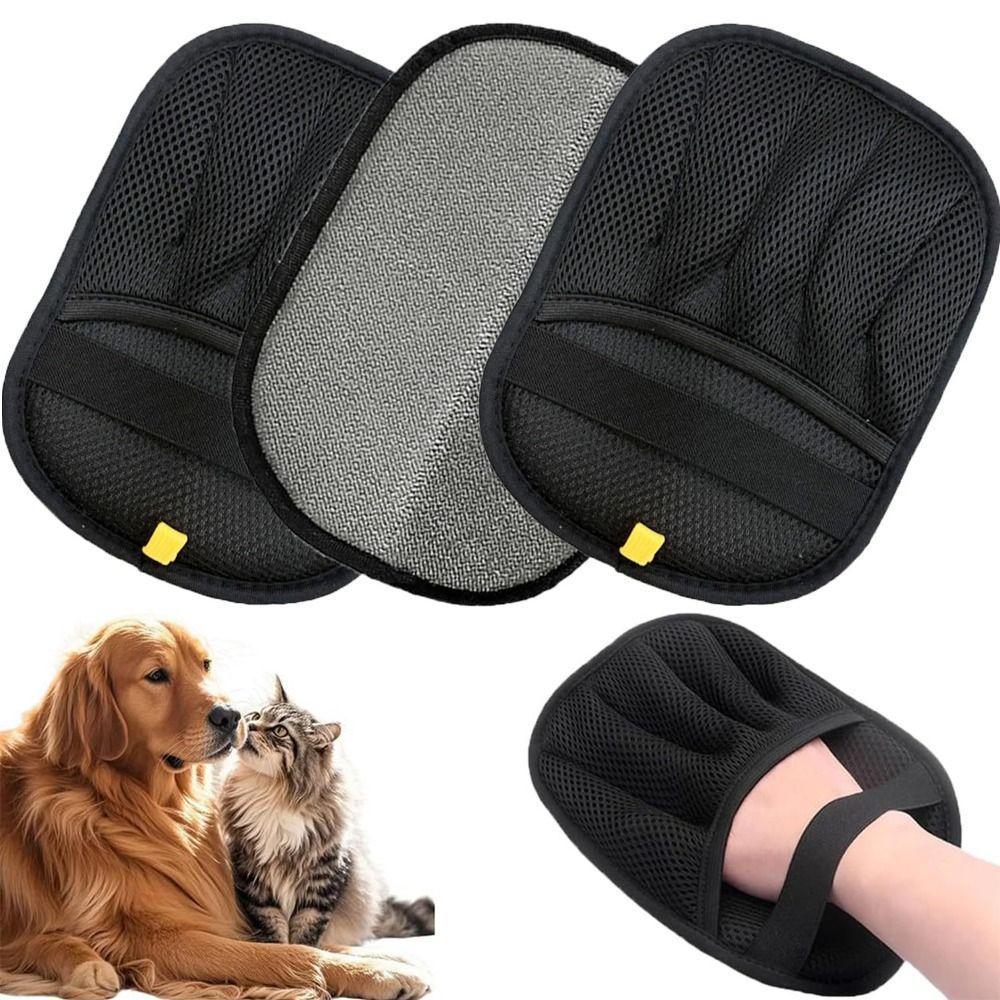 2Pcs Non-slip Pet Hair Eliminator Mitts Two-way Hair Removal Pet Grooming Gloves Cat