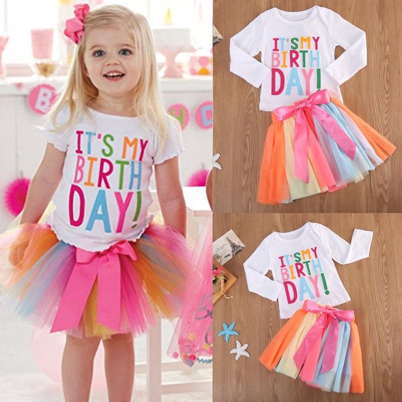 Baby Girl Kid Toddler ITS MY Birthday T-shirt+tutu Skirt Dress Outfit  Clothing  buy at low prices in the Joom online store