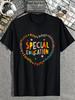 Mens Tshirt Retro Style Special Education Themed Print with Inspirational Kindness Advocacy Words So