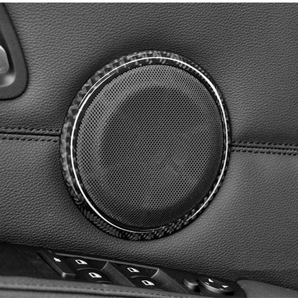 2Pcs Carbon Fiber Car Door Speaker Decorative Circle Sticker Loudspeaker Trim Accessories For BMW 3 Series E90 X1 E84