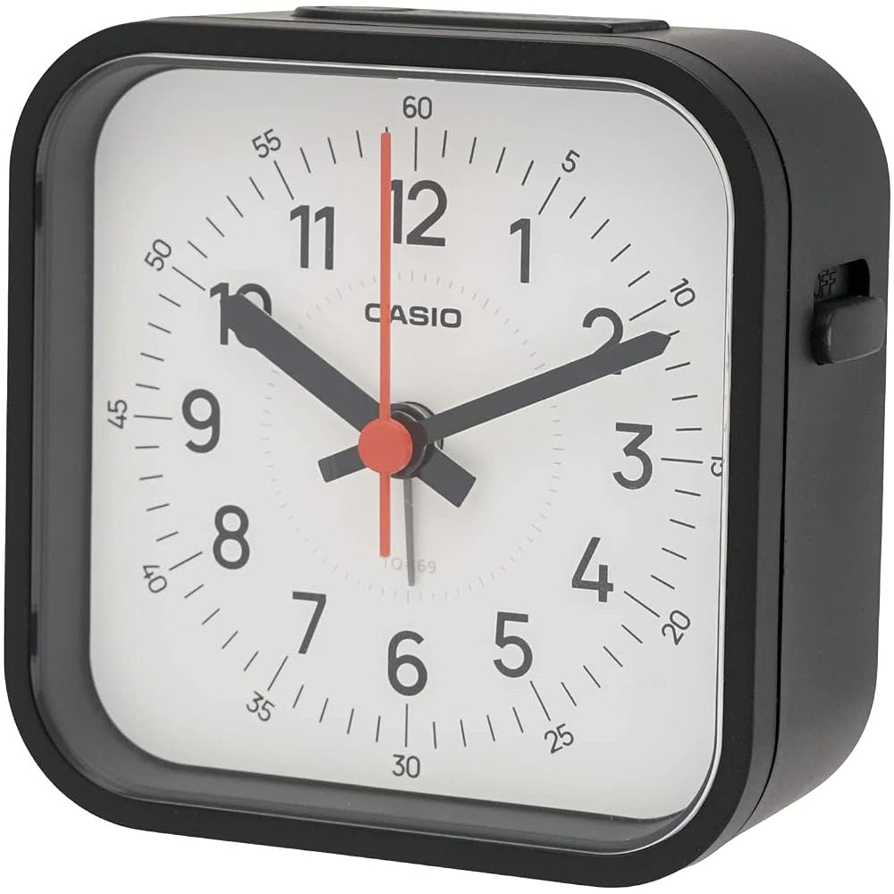 CASIO Alarm Clock, Table Clock, Black, Analog, Small, Mini Light, Snooze Light, TQ-169-1JF