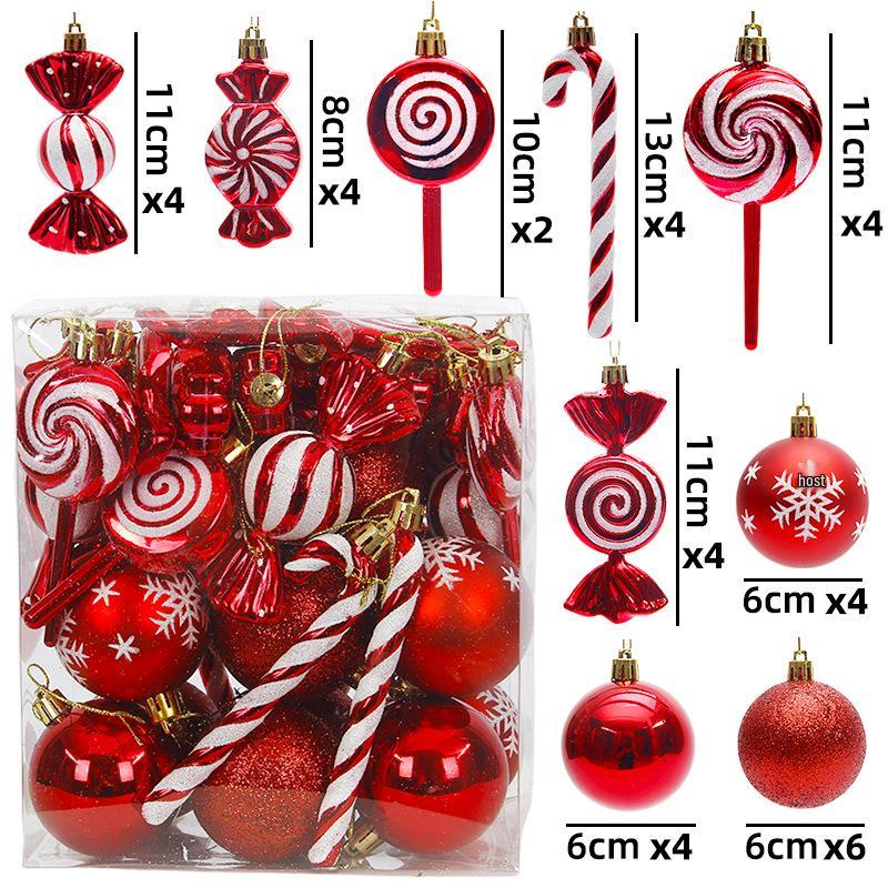 Cross-Border Dragon Tiger Christmas Ball Set: Red & White Lollipop Candy Ornaments for Christmas Tree Decorating