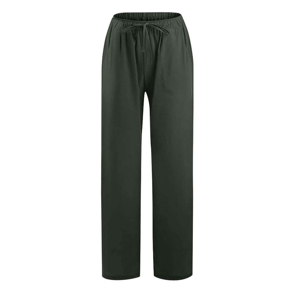 Women's Casual Straight Leg Pants Color Casual Long Pants With Pockets