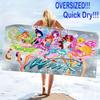 Winx Club Cartoon Print Beach Towel, Large Soft Quick Dry Towel for Beach Camping Swimming
