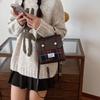 Simple Fashion Tweed Small Square Bag Checkered Magnetic Buckle Versatile Handbag Daily Commuter Shoulder Bag PU Material
