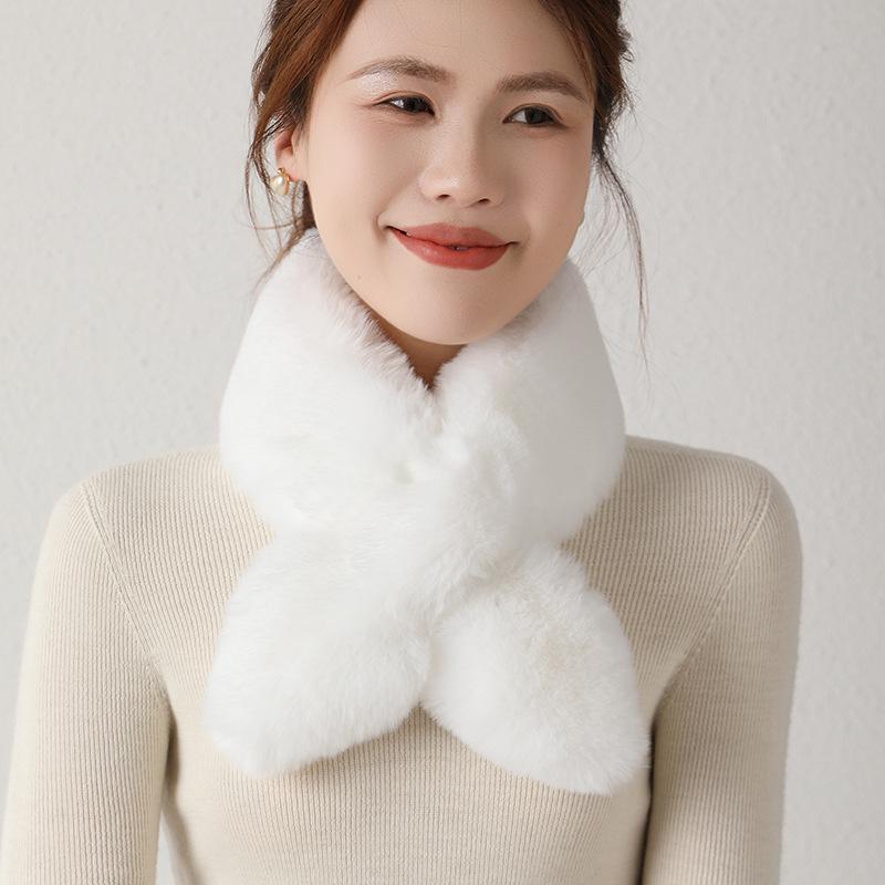 Double-Sided Rex Rabbit Fur Scarf & Neck Warmer - Women's Winter Thick, Versatile, Plush Snood