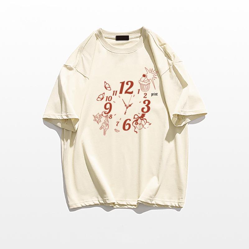 Loose Fit Women's Pure Cotton Summer T-Shirt - New 2025 Oversized American Style Half Sleeve Top