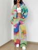 Color Tie-dye Autumn and Winter New European and American Women's Clothing Striped Printing Suit Women
