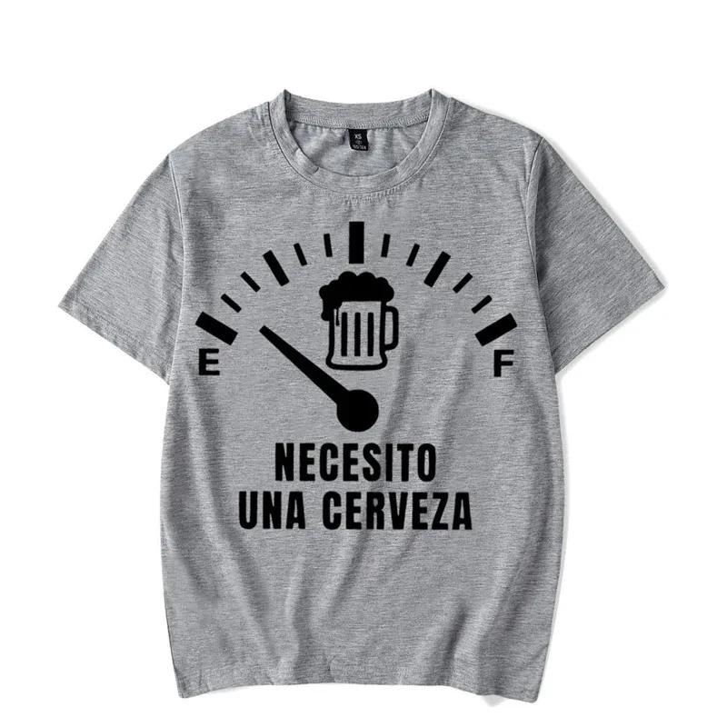 Men's Street T-shirt Necesito Una Cerveza Print Tops Tees Summer T Shirt Oversized Tee Shirt for Men Tshirt Clothing Unisex Tops