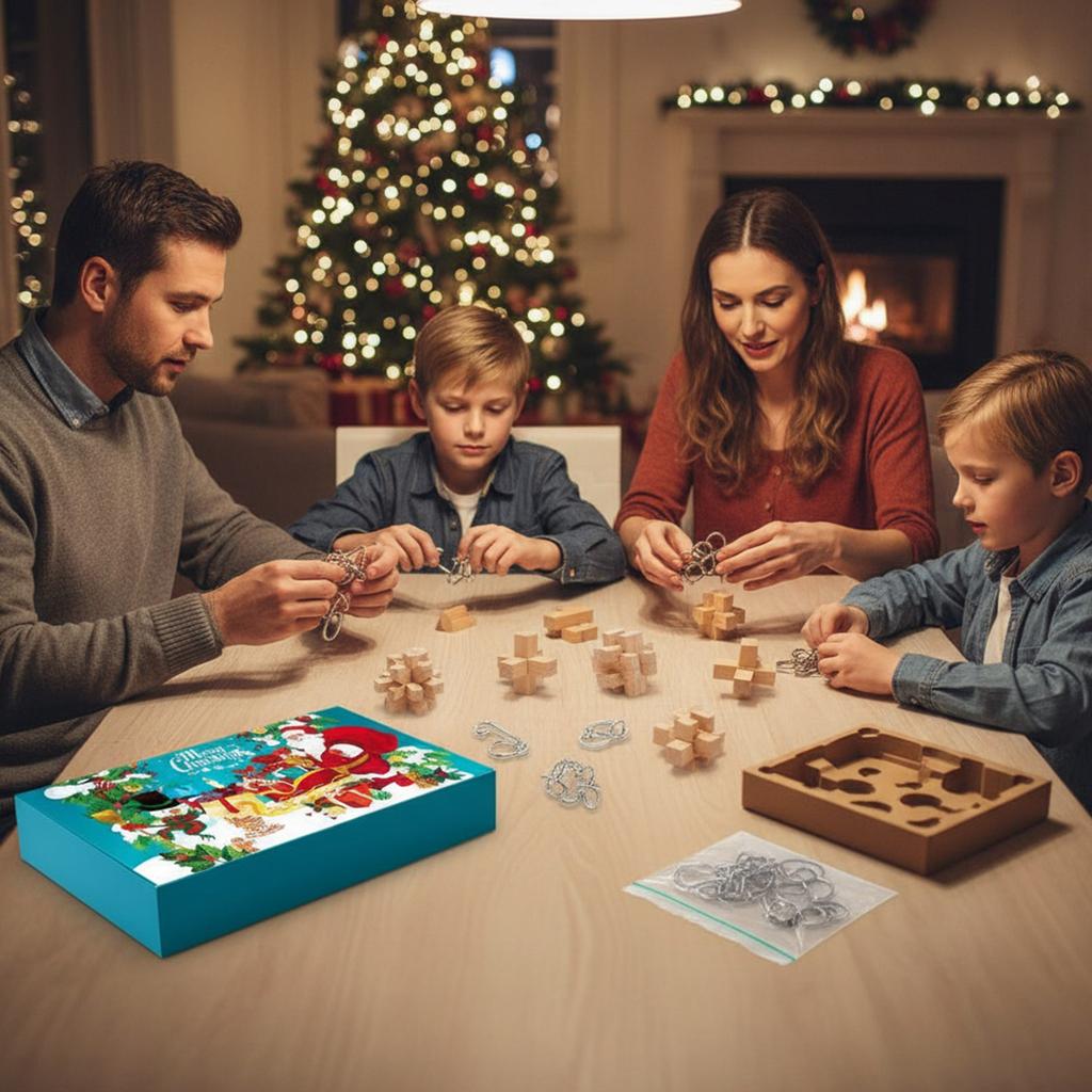 24-dagars Kluring Adventskalender 24 Utmanande Pussel 3D Logikspel för Tonåringar Vuxna Jul Nedräkningskalender