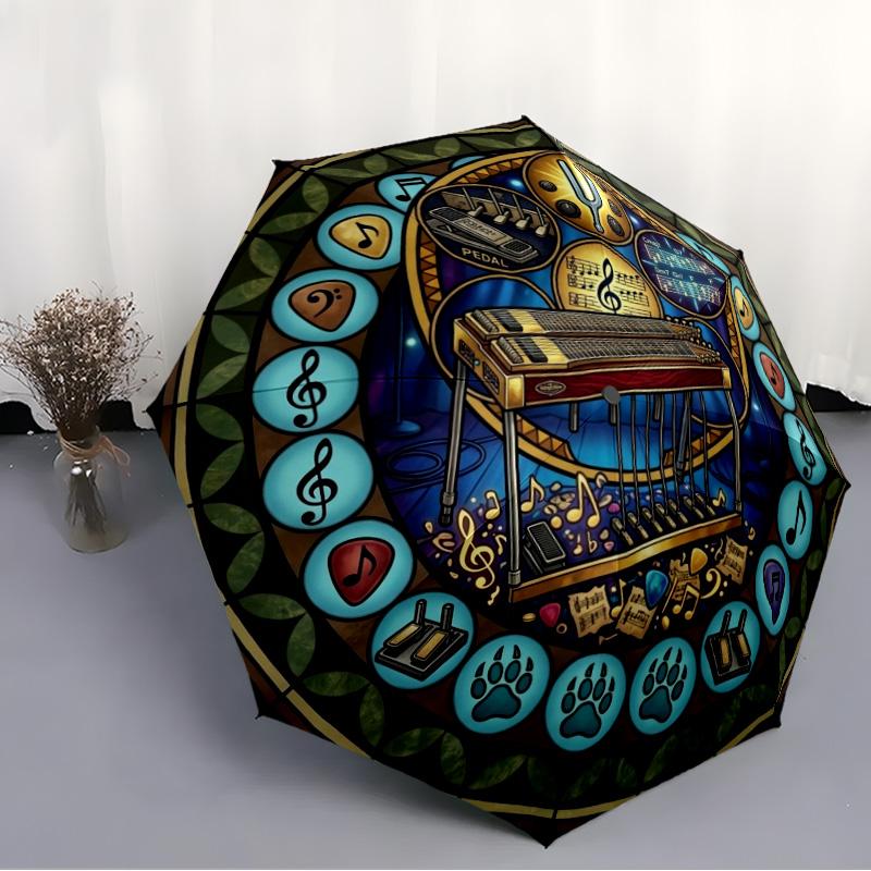 Harmonious Musical Harmony pattern umbrella, portable and foldable design, 8 ribs, a casual accessory for Halloween, Christmas, and birthday gifts.