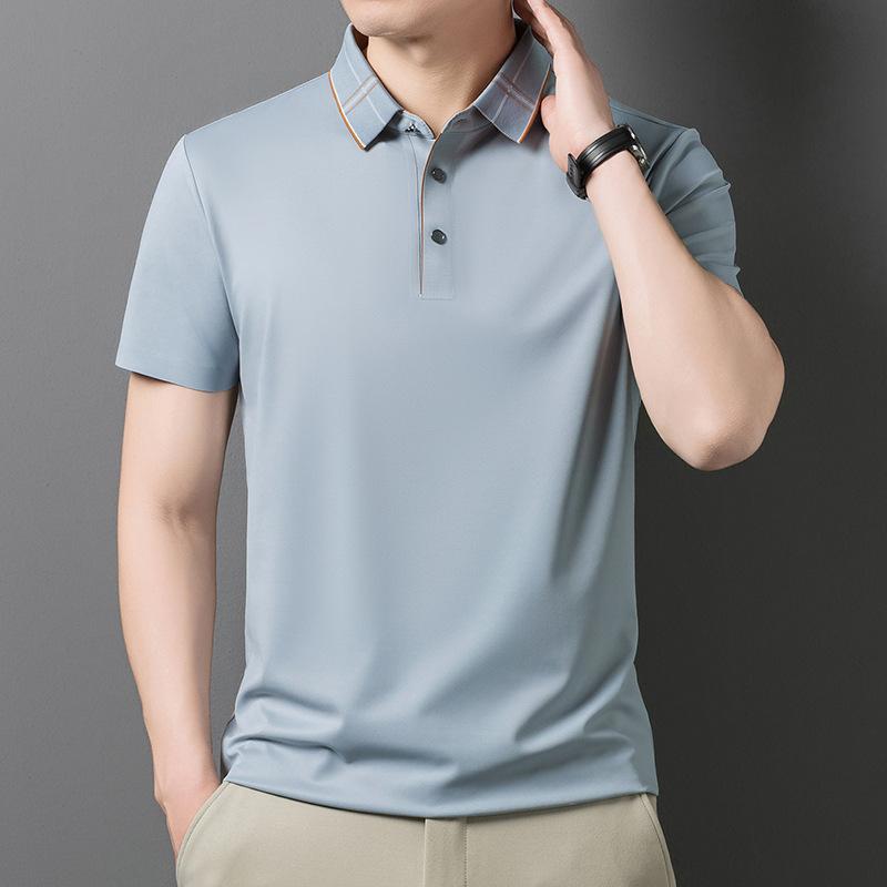 Men's Polo Summer Ice Short Sleeve T-Shirt Business Casual Top