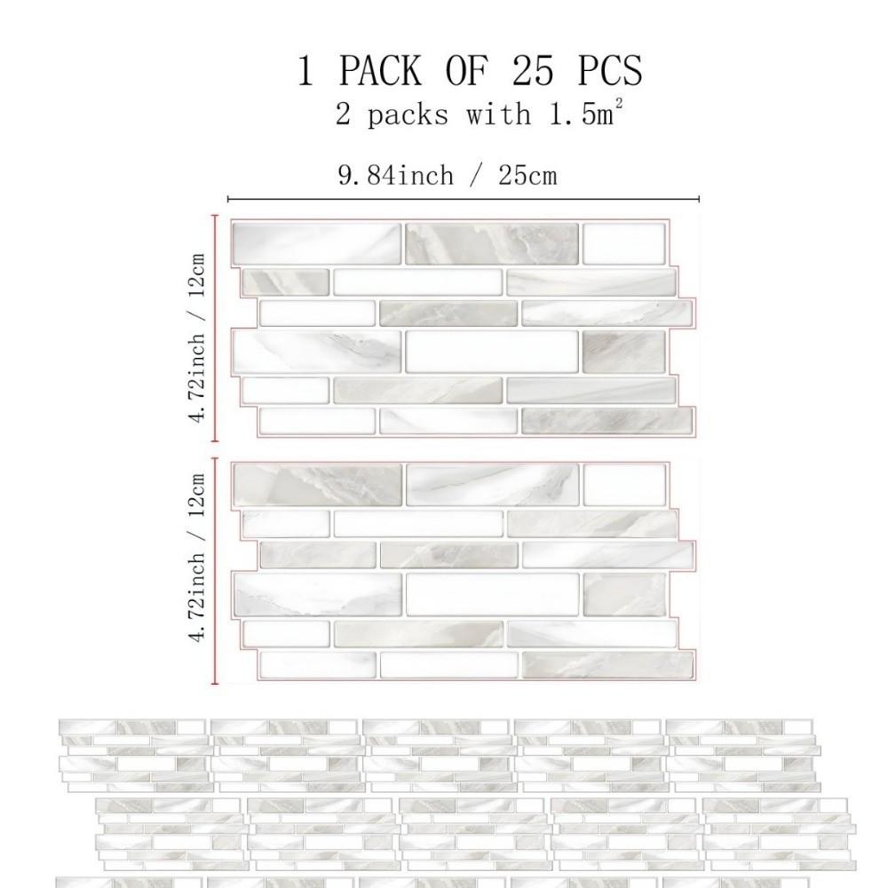 

25PCS New Marble Pattern Kitchen Stickers Waterproof Oilproof Bathroom Tile Stickers Self-Adhesive 3D Effect Crystal Wallpaper