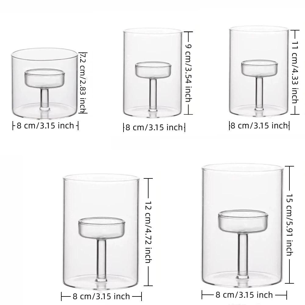 Transparent Tea Light Candle Holders European Style Glass Candlestick Table Centerpieces