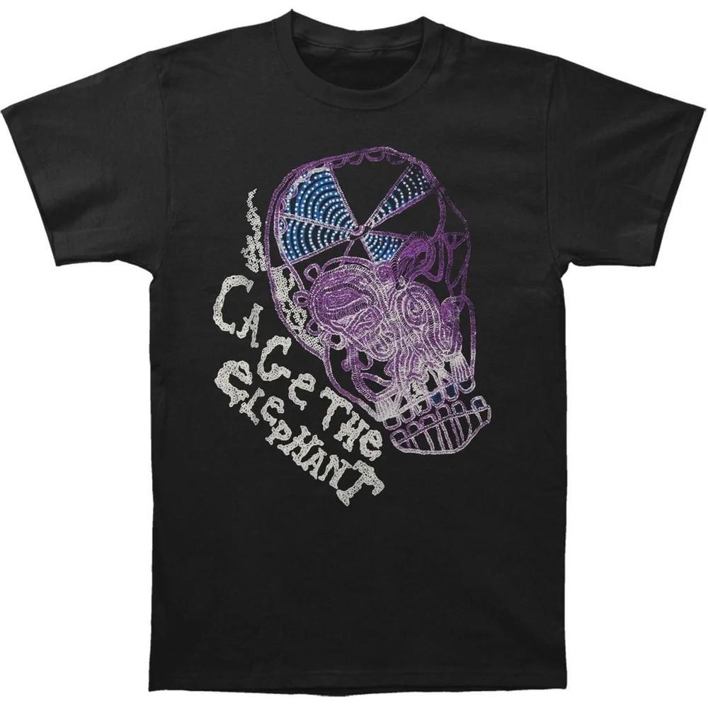 Cage The Elephant Color Skull T-shirt Tour Concert Black Short Sleeve Tee Unisex T-Shirt XL