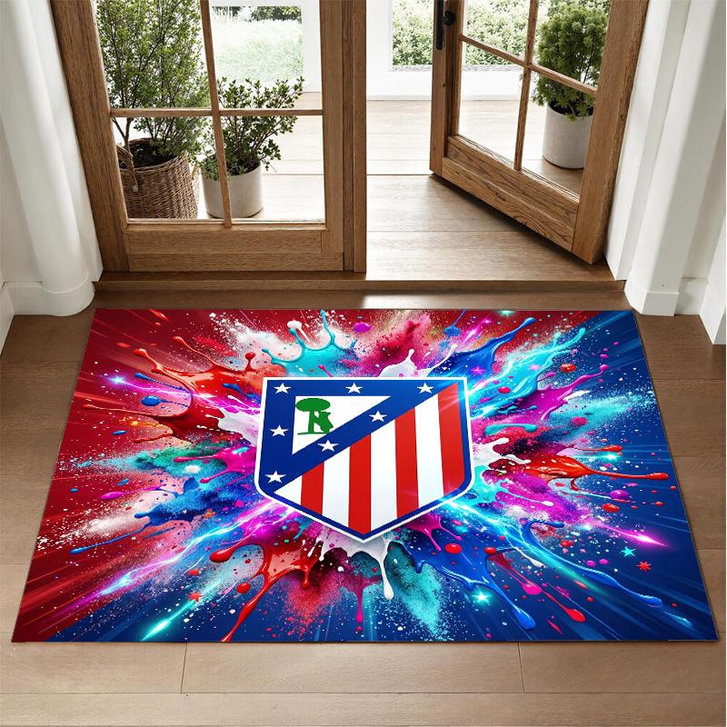 Atletico Madrid Design Kristall-Samt-Teppich Weich Dekorative Matte für Schlafzimmer Eingang