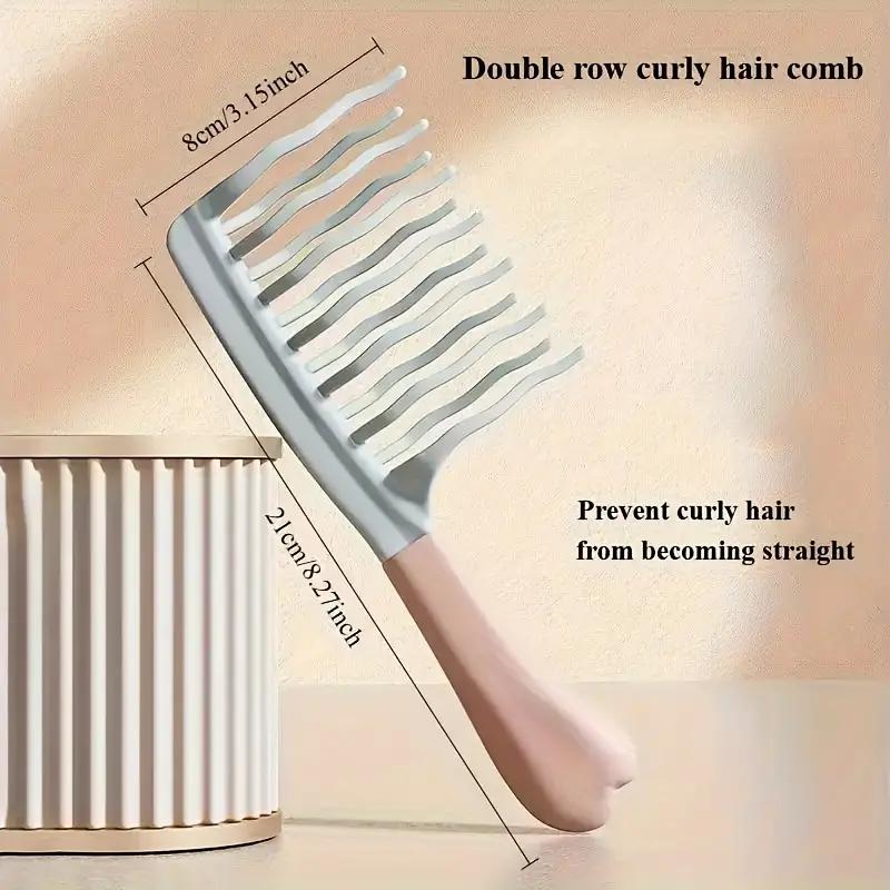 1PCS Double Row Wide Tooth Curling Comb Men and Women Rib Comb Scalp Massage Comb Hair Curly Hair Styling Comb Wool Curls