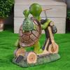 Solar LED Resin Bonsai Turtle On Bicycle Garden Night Light Ornament