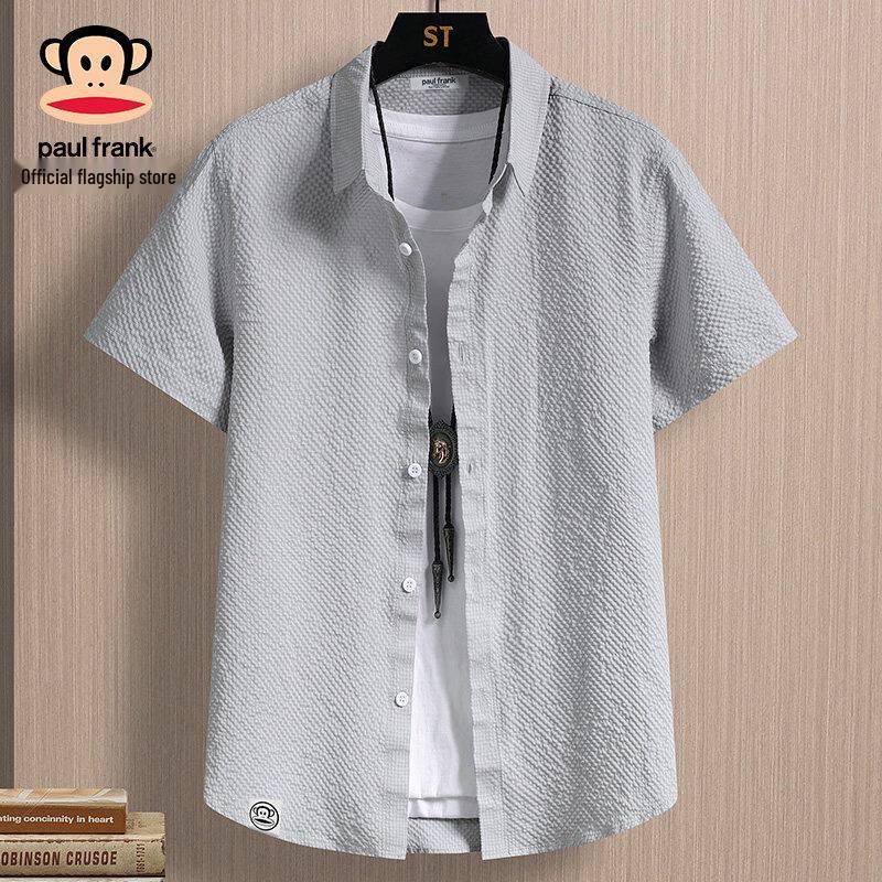 Paul Frank Men s American Seersucker Short Sleeve Loose Casual Shirt XL