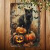 Vintage Halloween Ghost Pumpkin Cat Metal Tin Sign Retro Home Decor