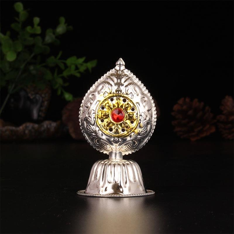 Buddhist Silver Manza Tantric Alloy Handicraft Auspicious Tibetan Buddhism Plate Home Gift Tribute Desktop Indoor Decorative