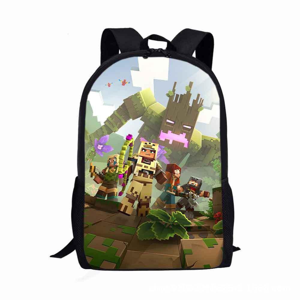 Square Man School Bag Cartoon Backpack Minecraft Backpack Game Printing Large Capacity
