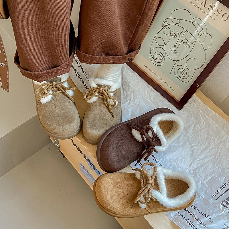 Snow Boots Women's 2025 Winter New Matte Leather Velvet Warm Ugly Cute Bread Shoes Heightened Platform Fashion Short Boots