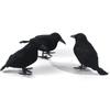 Black Crow Feather Halloween Ornament: Flocked Prop for Horror Decoration