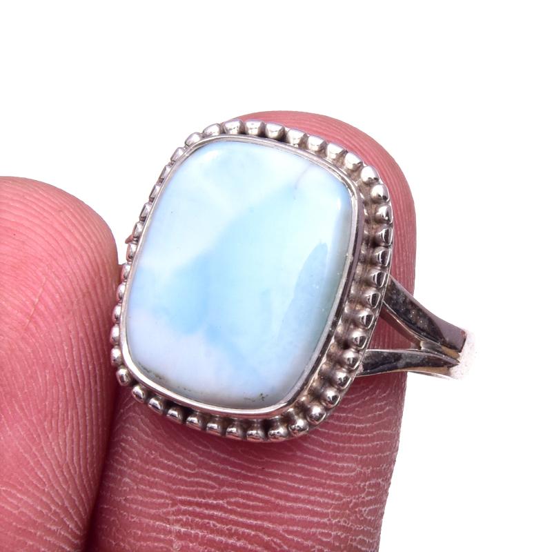 

Natural Republic Larimar Gemstone 925 Solid Sterling Silver Gift Ring S.9 r2g63