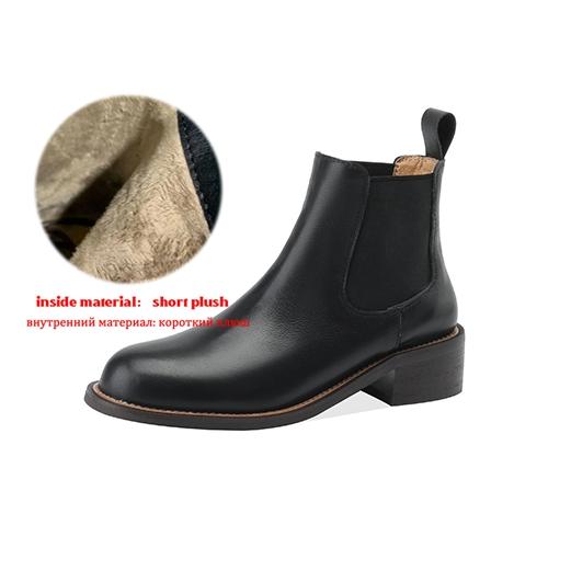 Krazing Pot Cow Skin Autumn Winter Shoes Concise Thick Heels Size 43 Size 42 Chelsea Boots Round Toe Slip on Retro Ankle Boots