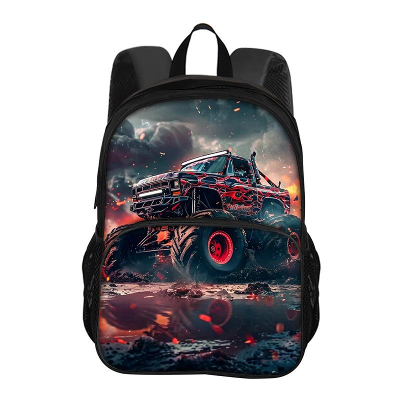 Monster Jam Round Front Bag Backpack Cartoon Print New Trendy Student School Best Campus Companion Birthday Gift