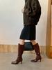 Wide tube square head knight boots women's autumn and winter boots thick high heel boots thin boots