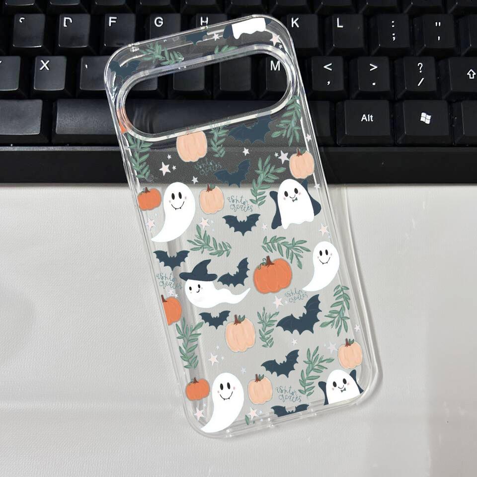 For Google 10 Pro XL Cute Halloween Pumpkin Ghost Bat Pattern Phone Case for Google Pixel 8A 7A 6A 6 7 8 9 10 Pro Soft TPU Cover