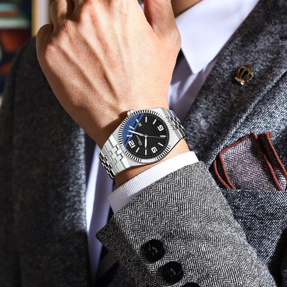 Original CHENXI Watch Fashion Elegant Silver Steel Strip Calendar Quartz Wristwatch Luminous Waterproof Men's Watches