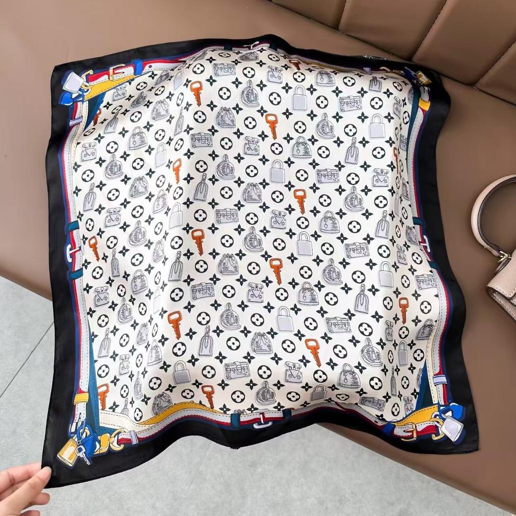 New Silk Silk Scarf Women's Spring Fashion Elegant Peony Plain Crepe Satin Silk Scarf 100% Mulberry Silk Square Scarf 53 Silk Scarf