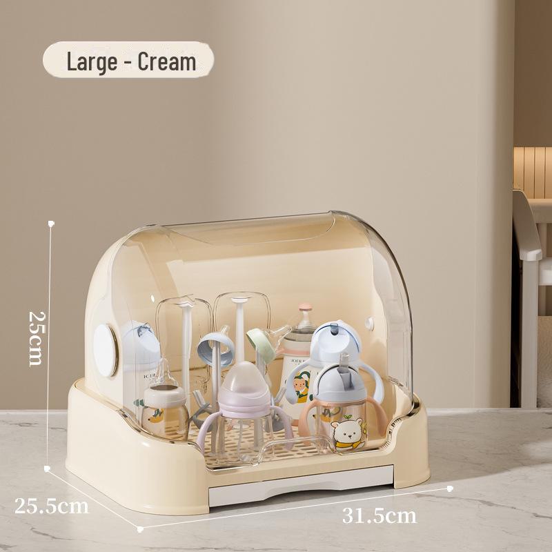 Baby Bottle Storage Box & Tableware Set: Bowls, Chopsticks, Food Supplement Toolbox, Dustproof Drain Storage Cabinet